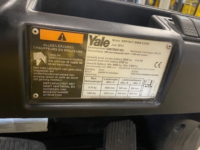 Yale ERP18VT | Heftruck - Typeplaat nr 1615 - 100908-1615