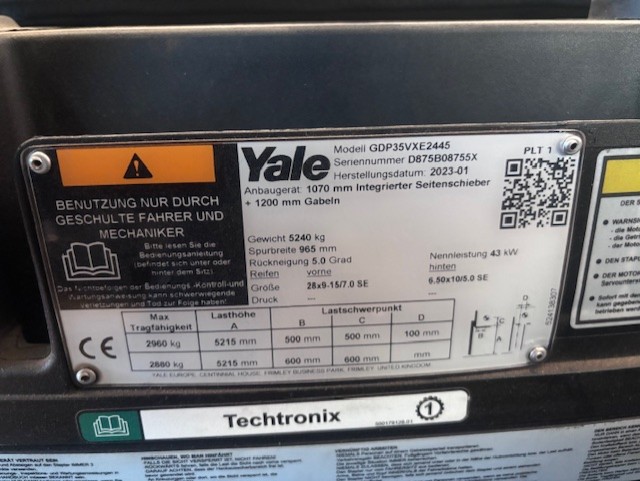 Yale GDP35VX | Heftruck - Typeplaat nr 1893 - 100942-1893